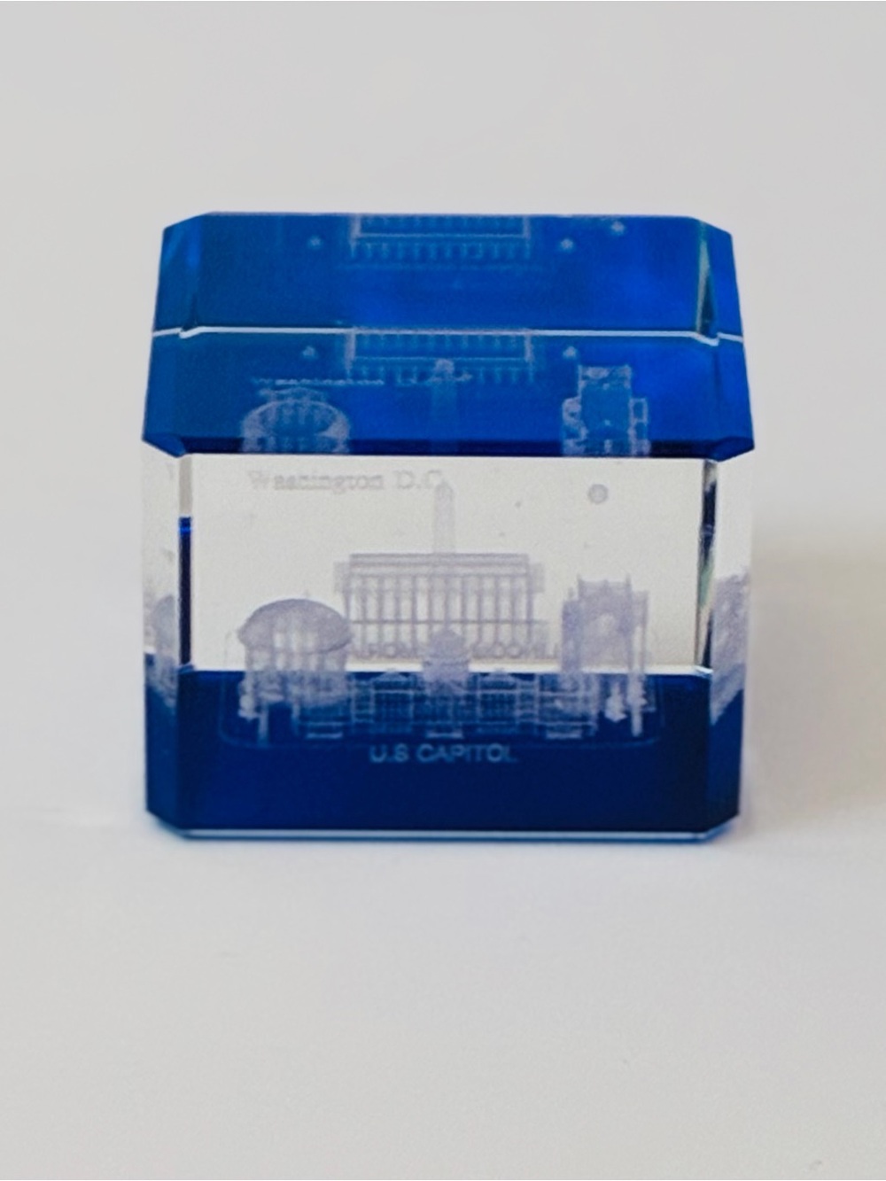 3D Laser-Etched Crystal Paperweight U.S. Capitol Building 3”